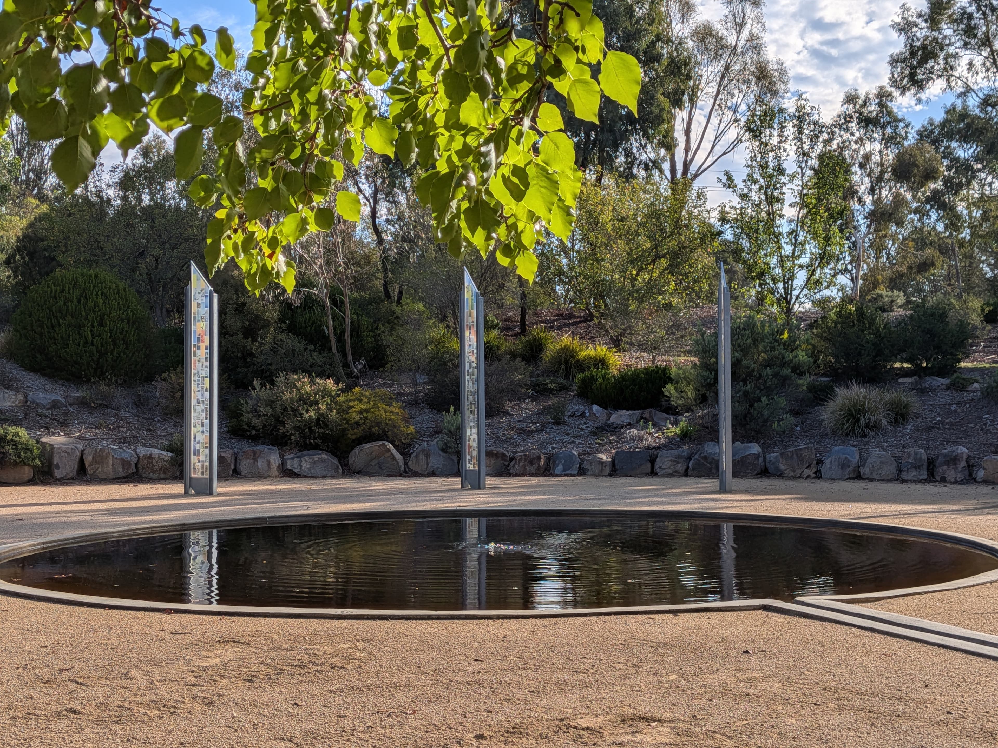 Quiet pond with pillars