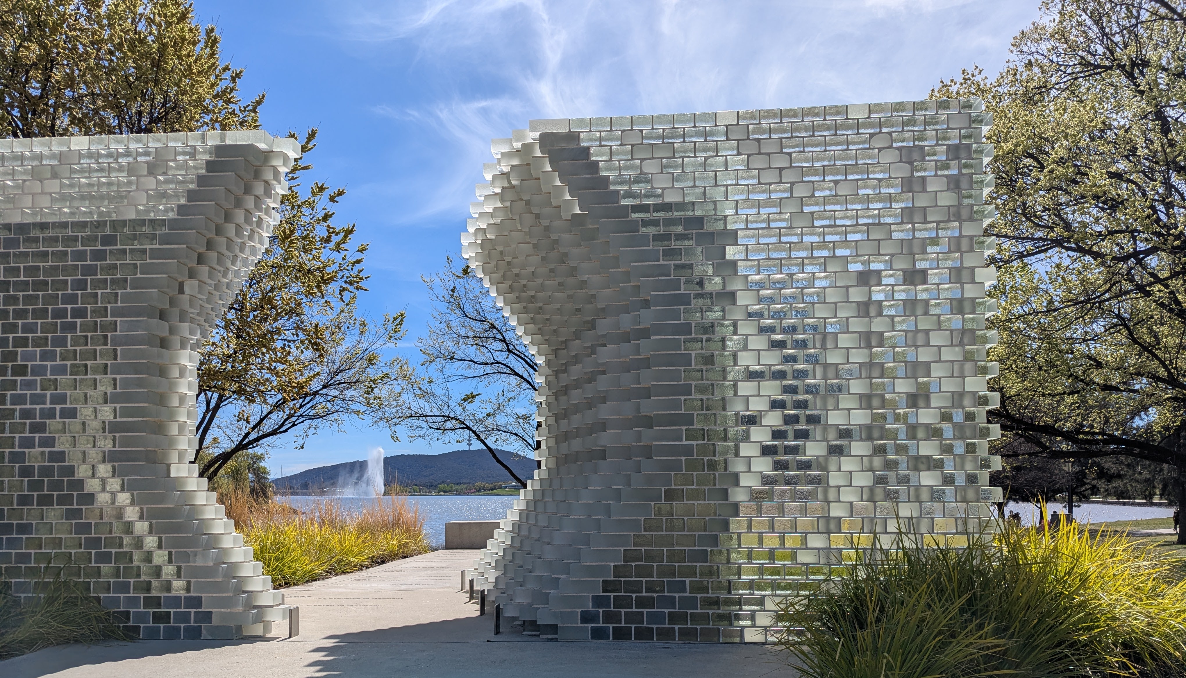 Hexagonal geometric pattern in a public space
